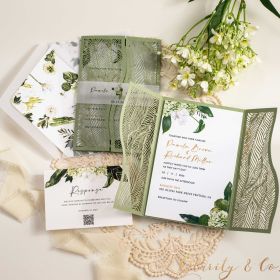 Fresh Rustic Greenery Botanical Foliage White Acrylic Invitation CAPL079