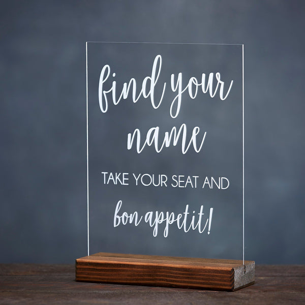 Find Your Name, Take Your Seat, Bon Appetit Wedding Seating Sign
