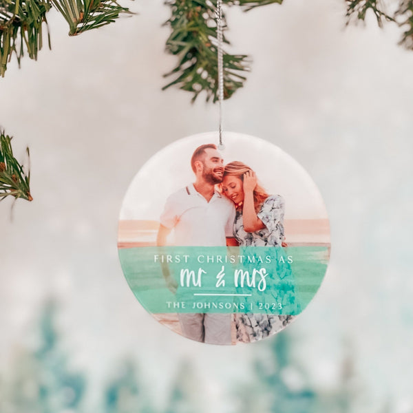First Christmas as Mr & Mrs Photo Ornament