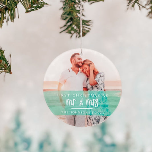 First Christmas as Mr & Mrs Photo Ornament