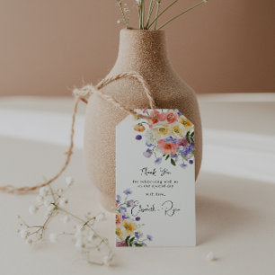 Flirty Floral Meadow Summer Wedding Thank You Gift Tags