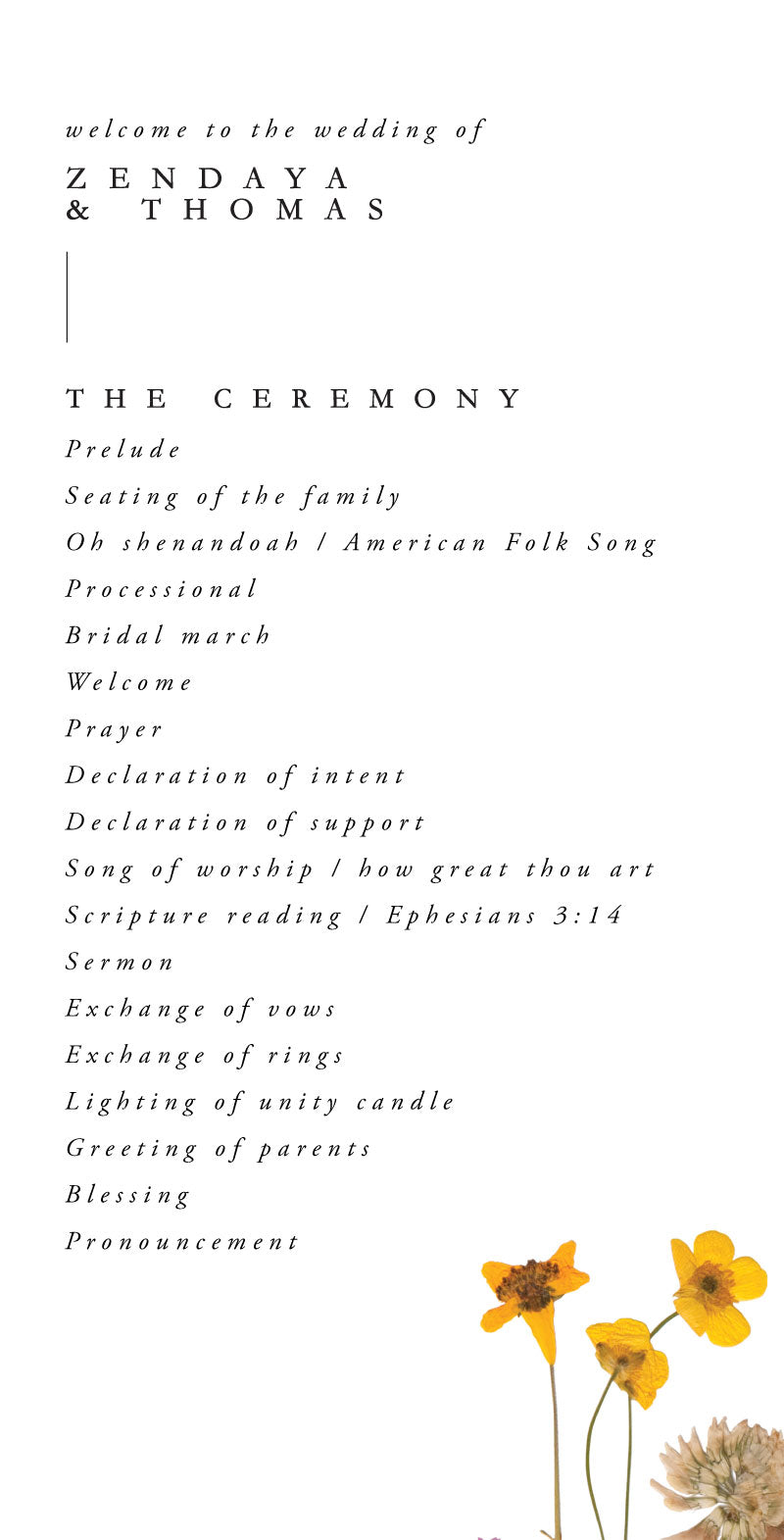 Flora Wedding Program by Shab M.