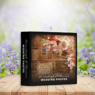 Floral Farmhouse Rustic Barn Wedding Album 3 Ring Binder