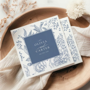 Floral Periwinkle Elegant Blue Wedding Napkins