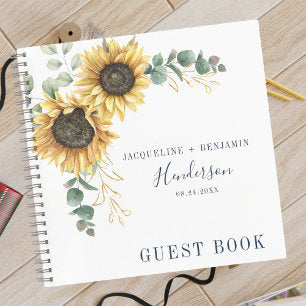 Floral Sunflower Eucalyptus Wedding Guest Book