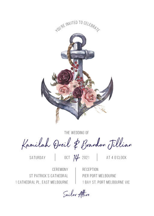 Flower Anchor Wedding Invitations by Yunita Y.