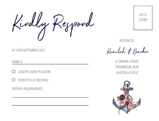 Flower Anchor RSVP Cards by Yunita Y.