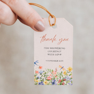 Flowers and Dragonflies Thank You Bridal Shower Gift Tags