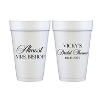 Elegant Almost Mrs Bridal Shower Foam Cups