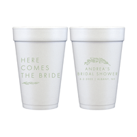 Here Comes The Bride Floral Foam Cups