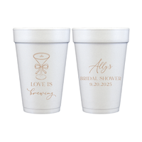 Love Is Brewing Bridal Shower Foam Cups
