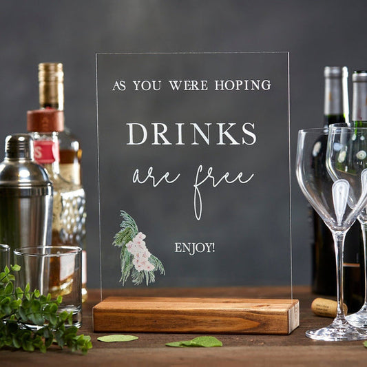 Free Drinks Open Bar | Acrylic Boho Wedding Sign