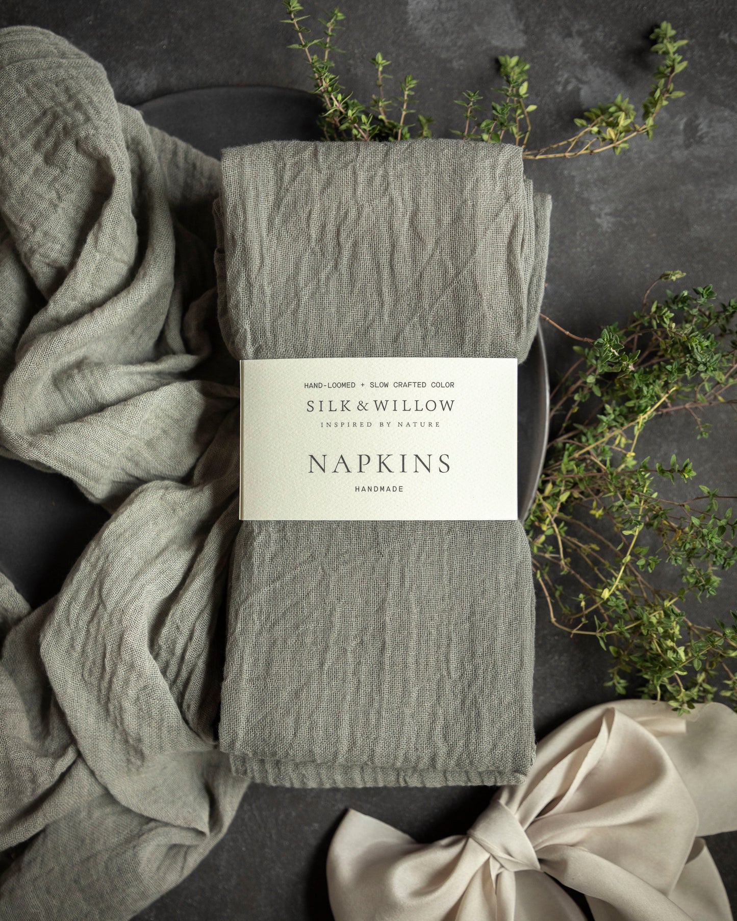 French Gray Napkin Sets / Plant Dyed
