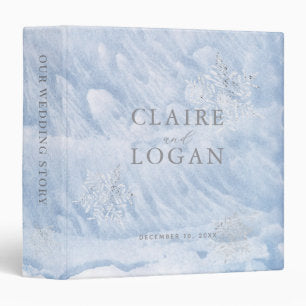Frozen Winter Silver Snowflakes Wedding 3 Ring Binder