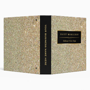 Funky Gold Glitter Makeup Artist Beauty Salon 3 Ring Binder
