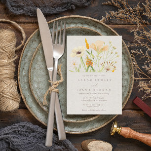 Garden Wedding Simple Wildflowers Botanical Invitation