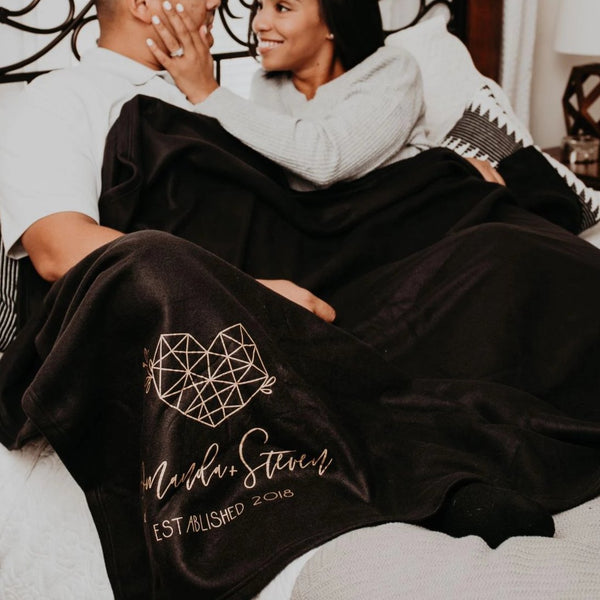 Geometric Heart Personalized Fleece Blanket