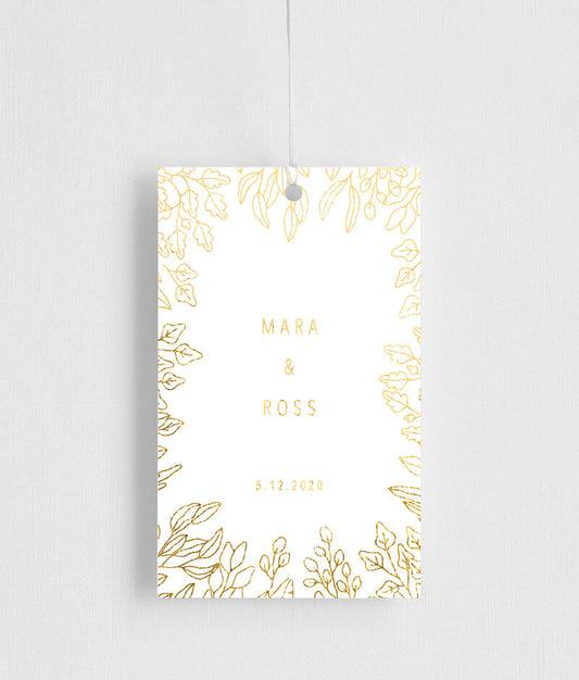 Gold Foil Frame Favor Tag by Joy