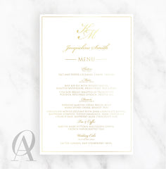 Guest Names On Foil Menu Card