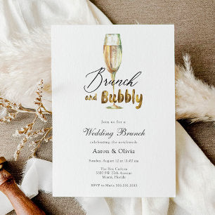 Gold Brunch and Bubbly Champagne Wedding Brunch Invitation