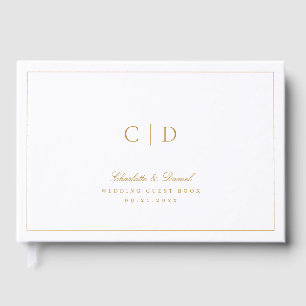 Gold Classic Elegance Script Monogram Wedding Gues Guest Book