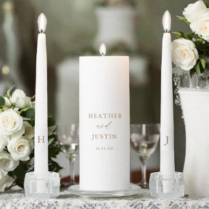 Gold Elegant Calligraphy Monogram Wedding Ceremony Unity Candle Set