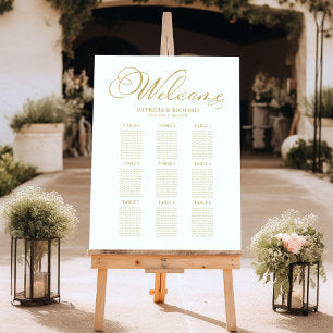 Gold Foil 9 Tables Wedding Seating Chart Foam Board