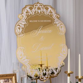 Unique Gold Mirror Acrylic Wedding Welcome Sign CS119