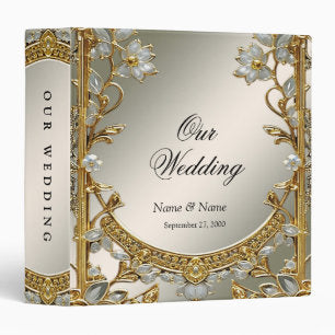 Gold Ornate White Floral Album Binder