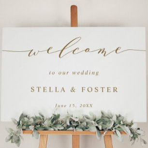 Gold Simple and Modern Wedding Welcome Sign