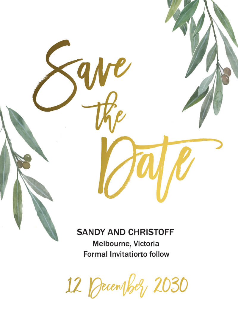 Golden Native Save The Date Cards by James B.