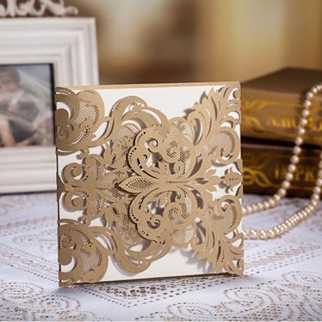 Golden Wedding Invitations with Envelopes and Seals - Set of 50