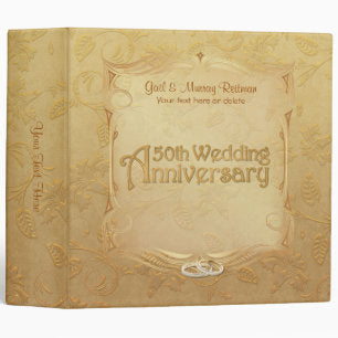 Golden 50th Anniversary - Customize 2 Inch 3 Ring Binder