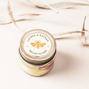 Golden Bee "Meant to Bee" Wedding Favor Classic Round Sticker