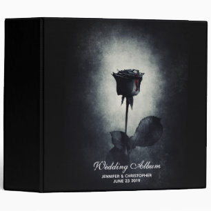 Goth Black Rose Dripping Blood Macabre Wedding 3 Ring Binder