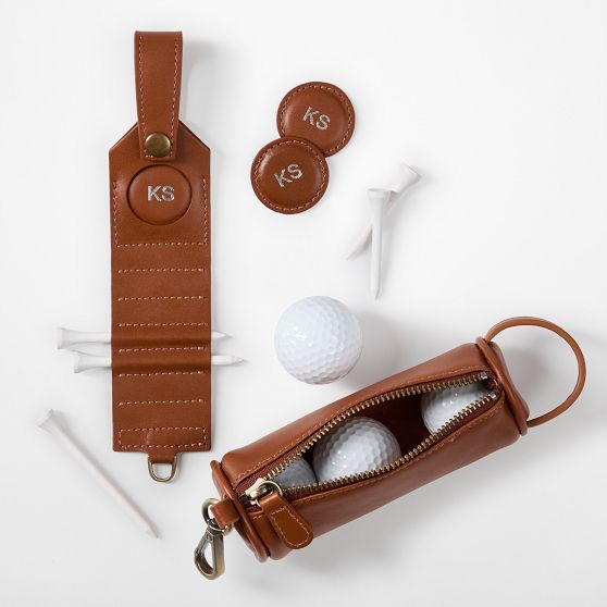 Graham Leather Golf Ball Pouch And Tee Set