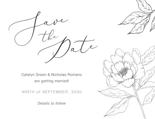 Graphite Blooms Save The Date Cards by Nicole C.