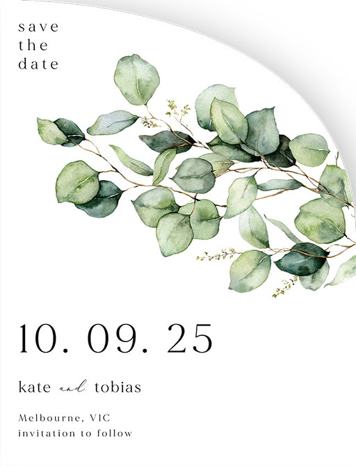 Green Foliage Save The Date Cards by Putri N.