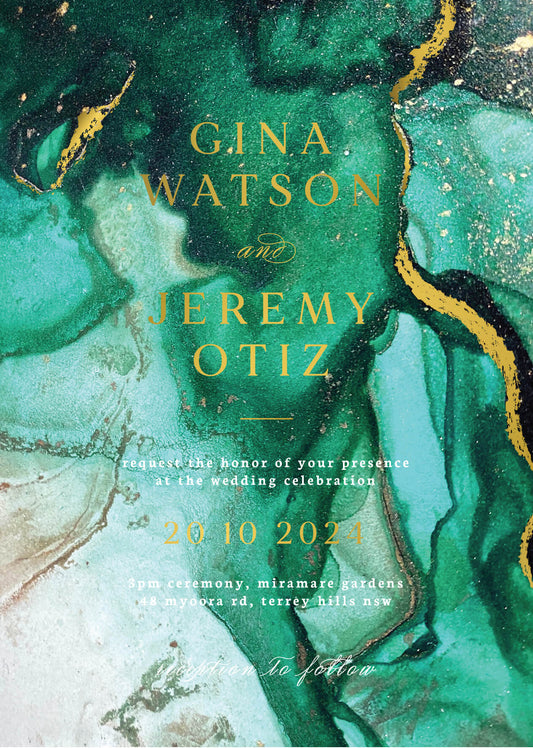 Green Gem Wedding Invitations by Inggrid H.