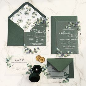 Greenery Eucalyptus Geometric Acrylic Wedding Invitations Swal053