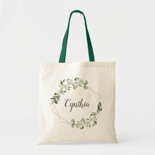 Greenery Eucalyptus Geometric Frame Bridesmaid Tote Bag