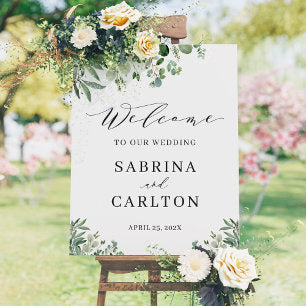 Greenery Eucalyptus Leaves Wedding Welcome Sign