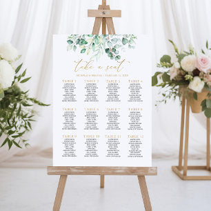 Greenery Eucalyptus Wedding Gold Seating Chart Foam Board