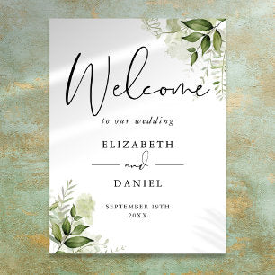 Greenery Foliage Wedding Welcome Sign