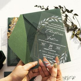 Greenery Myrtle Geometric Acrylic Wedding Invitations CAX072