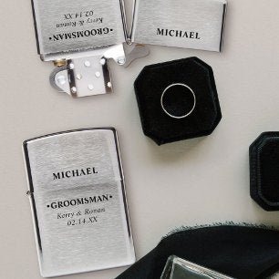Groomsman Minimalist Modern Typography Custom Zippo Lighter