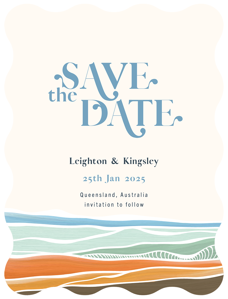 Groovy Waves Save The Date Cards by Putri N.