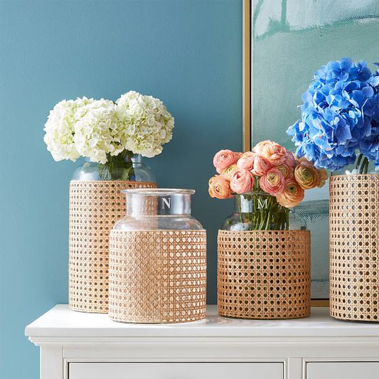 Handcrafted Cane Vase, Set Of 2