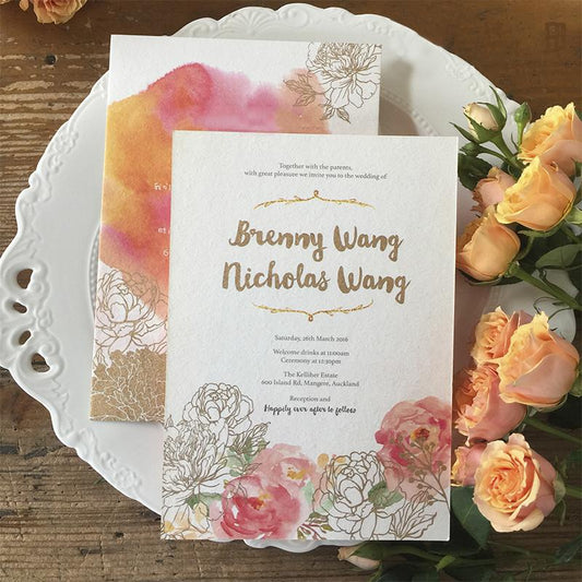 Handmade Paper Wedding Invitation Colorful Flower Cards Elegant Invitations for Spring Wedding theme