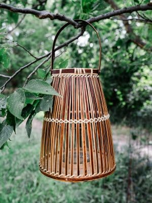 Bamboo and Glass Lantern Small